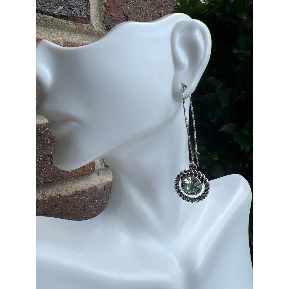 Silver Tone Crystal Dangle Earrings